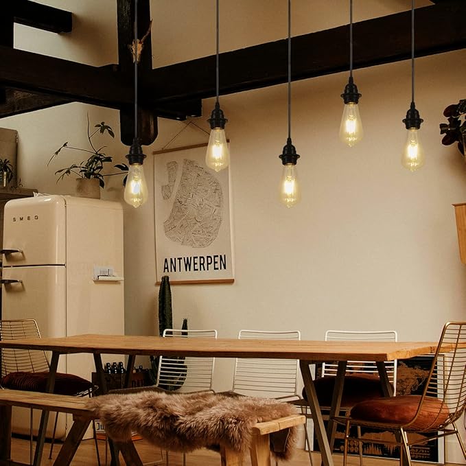 GLADFRESIT 4 Packs Industrial Kitchen Mini Pendant Light Industrial Edison Hanging Light Indoor Lighting Fixture for Dining Room Bedroom Kitchen Island (Bulb is Not Included)