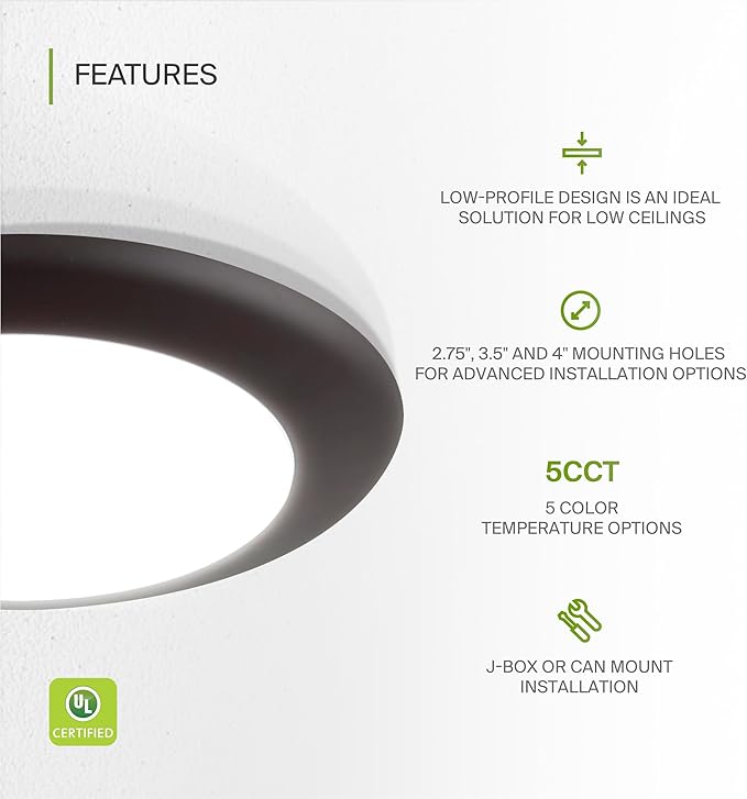 ASD 6 Pack LED Disk Lights 6 Inch, 15W 5CCT 2700K-5000K 1245LM CRI90+, Dimmable Flush Mount Ceiling Light Fixture, Low Profile Surface Mount Disc Lights, Junction Box or Recessed Can Install, UL