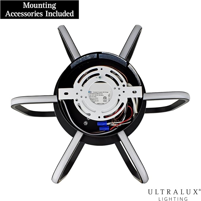 Ultralux 15 inch Modern Matte Black Atom Ceiling Light Fixtures, Bright and TRIAC Dimmable, 2050 Lumens 3000K, Integrated LED Light Fixture for Living Room or Kitchen LED Flush Mount Ceiling Light