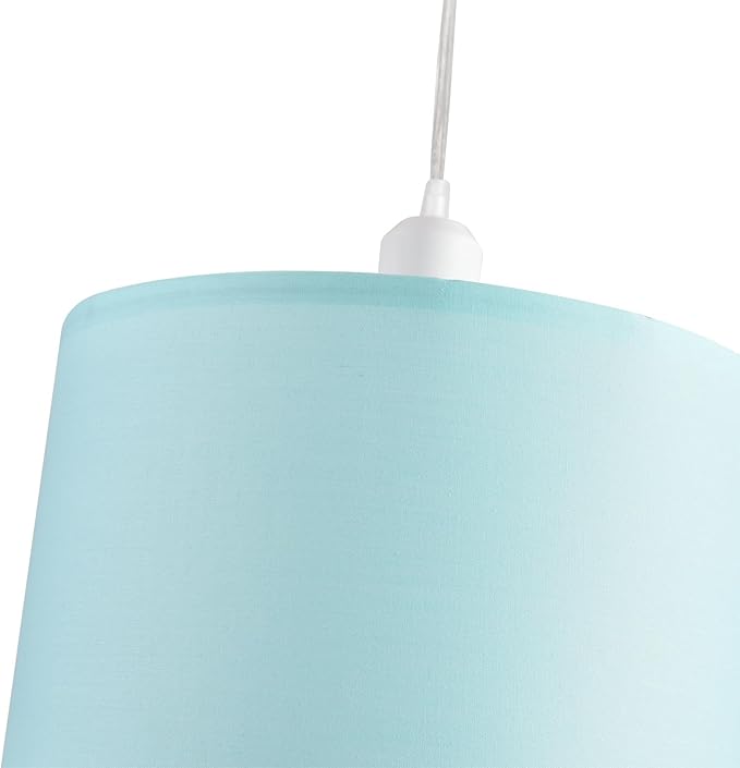 2 Pack Plug in Pendant Light, Hanging Light with 15Ft Clear Cord, On/Off Switch, Blue Fabric Lamp Shade, Hanging Light Fixture for Bedroom, Kitchen, Living Room, Dining Table