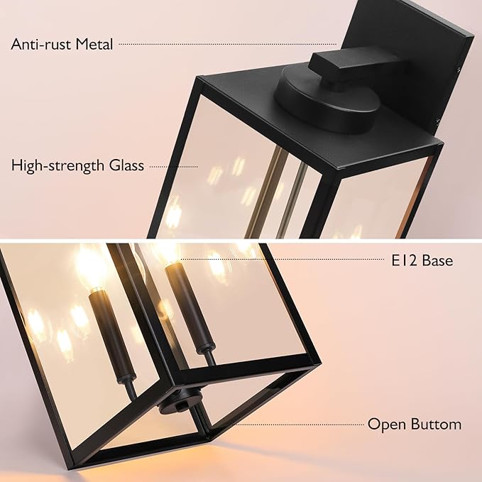 BesLowe 23.9" Extra Large Size Outdoor Wall Light Fixture, Exterior Lighting Fixture Porch Sconce Wall Mounted, Waterproof Outdoor Wall Lantern, Outside Light for House Patio Front Door Garage, Black