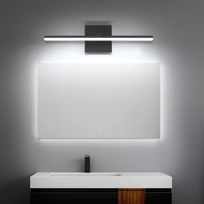 ZUZITO Black Bathroom Vanity Lights - 18 inch Modern LED Bathroom Light Fixtures Dimmable Vanity Light Acrylic Bath Room Lighting Fixture Over Mirror