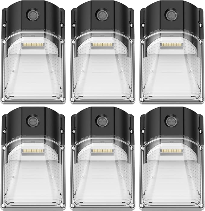 30W LED Wall Pack Light, Dusk to Dawn Outdoor Lighting Sensor, 3600LM, 5000K, LED Outdoor Wall Lights, 120Vac IP65 Waterproof Security Flood Light for Commercial, Porch, Garage, Garden, 6 Pack