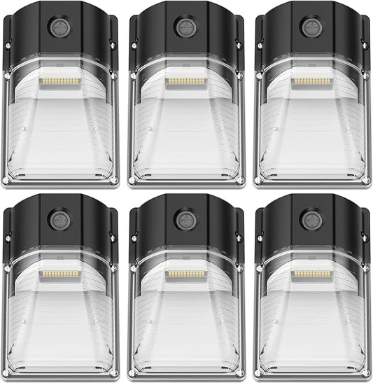 30W LED Wall Pack Light, Dusk to Dawn Outdoor Lighting Sensor, 3600LM, 5000K, LED Outdoor Wall Lights, 120Vac IP65 Waterproof Security Flood Light for Commercial, Porch, Garage, Garden, 6 Pack