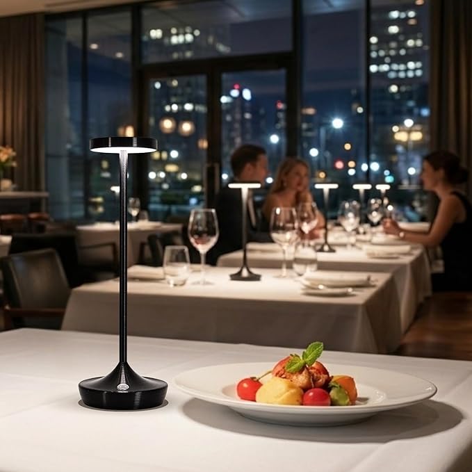 Cordless Table Lamp Rechargeable - 6000mAh LED Battery Operated Table Light - Portable Touch Dimmable Outdoor Waterproof Table Lamps for Patio Restaurant Dining (2 Black)