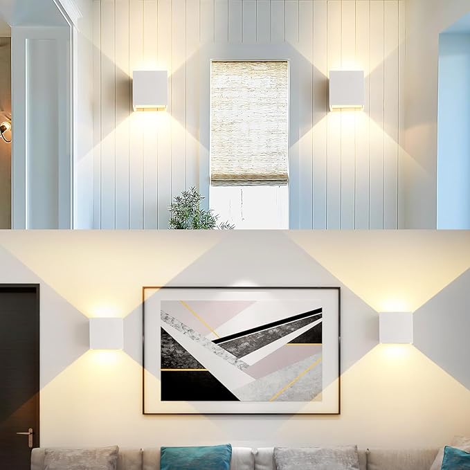 LED 15W Outdoor Sconce Lights Exterior/Interior 3 Colors Adjustable Wall Light Fixture IP65 Waterproof Porch Exterior Wall Sconce Modern Outdoor Lighting Square Aluminum White Up and Down Lights