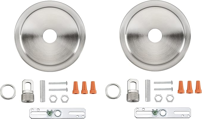 Aspen Creative 21508-32, Transitional Chandelier & Light Fixture Canopy Kit w/Collar Loop, Brushed Nickel, 5-1/2" Diameter, 1" Center Hole, 2 Pack
