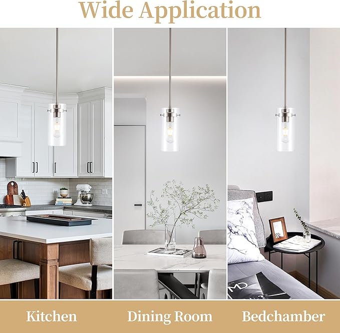 Pendant Lights Kitchen Island, Kitchen Lights Ceiling Hanging, Kitchen Light Fixtures Brushed Nickel Finish, Industrial Pendant Light Fixtures for Kitchen Island