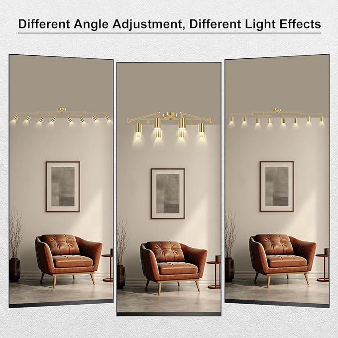 AUQUEE 8 Light Track Lighting Fixtures Ceiling, Gold Kichen Track Lighting Fixtures, Rotatable Light Heads, Adjustable Modern LED Track Lights for Kitchen/Hallway, No GU10 Bulb