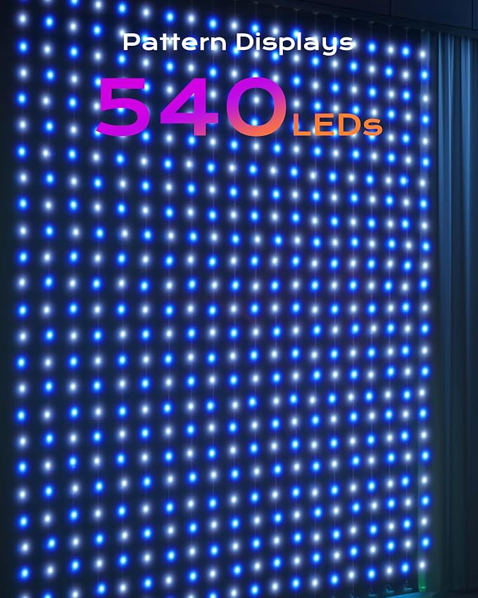 Brightown 540 RGBIC LED Smart Fairy Lights, 4.9x6.6ft Dynamic Color Changing Christmas String Lights with Remote, IP65 Waterproof Smart Wall Window Lights for Bedroom Living Room Garage
