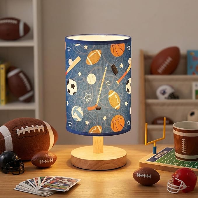 Glooglitter Sports Ball Table Lamp 3 Colors Dimmable Lights 9.72 x 5.12 Inch Sports Theme Basketball Football Soccer Baseball Night Light Bedside Lamps Decoration for Bedroom Desk Men Birthday Gifts