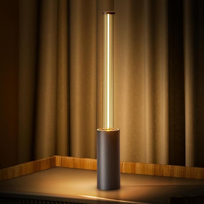 Portable Cordless Lamp, 3-Way Touch USB Rechargeable Battery Operated Table Lamp, Minimalist Small Lamp for Bedside and Kitchen, Ambient Light for Dining and Bar, Grey
