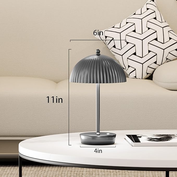 Tripod Table Lamp, Small Cute Bedside Lamp with Linen Beige Lampshade, Nightstand Lamp for Nursery, Bedroom, Kid Room, Living Room, Light Brown Wooden Base