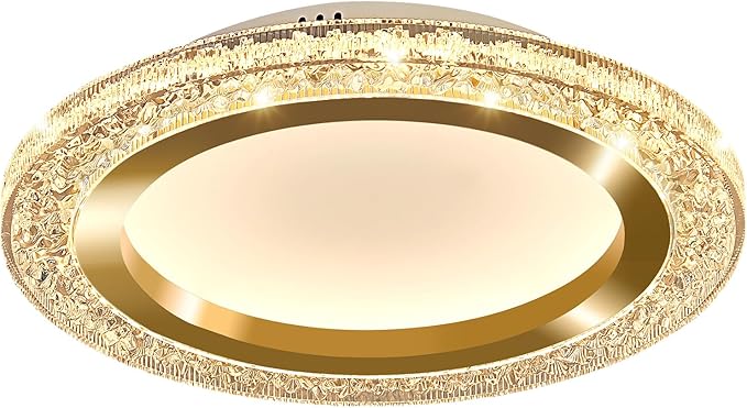 UOFUS 32W Gold LED Flush Mount Ceiling Light 15.7inch Modern Round Ceiling Light Fixture 3000K-6000K Super Bright Circle Ceiling Lamp for Bedroom Kitchen Bathroom Entryway Hallway Stairwell