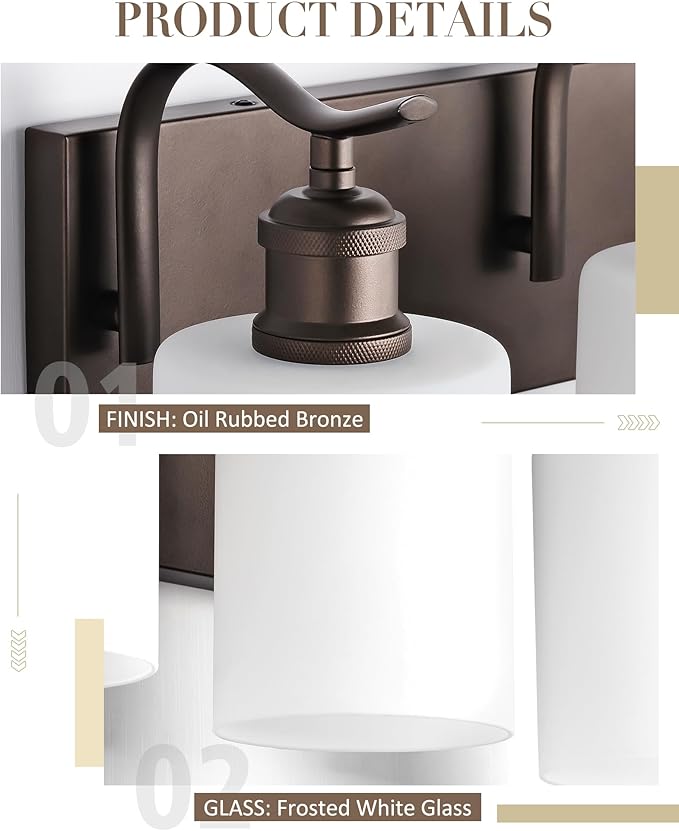 Modern 6-Light Vanity Fixture with Frosted Glass, Wall Mount Over Mirror, Oil Rubbed Bronze,VL01ORBW-6