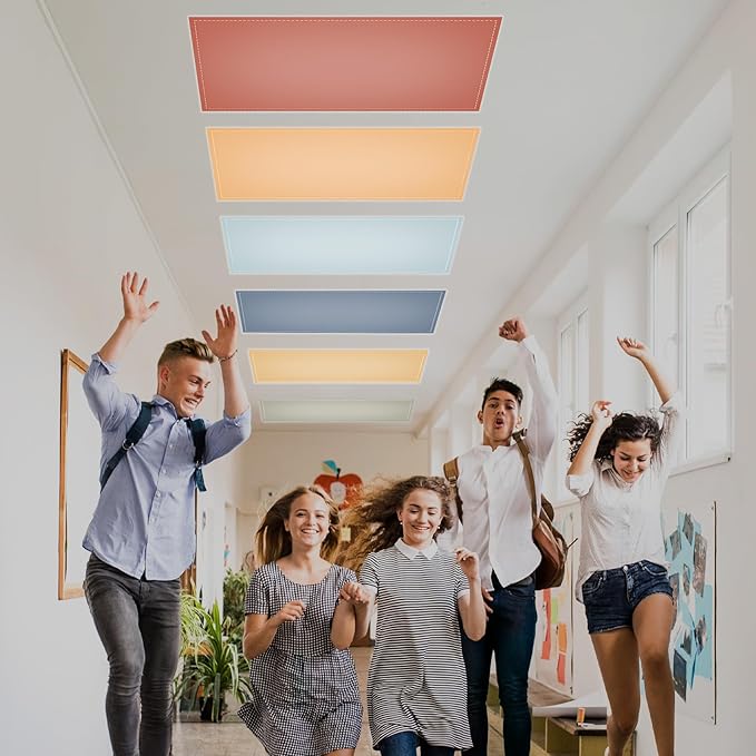 QOUBAI 12PCS Fluorescent Light Covers, 4 x 2 Feet Magnetic Light Cover Fluorescent Lights Shade Panel Positive Inspirational Ceiling Lights Filters for Office Classroom Drop Ceiling Orange Dark Blue