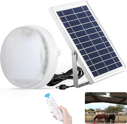 Solar Lights Indoor Home, Daytime Dimmable Ceiling Light with Remote, Cool White/Warm White 1000Lumen Outdoor Solar Shed Light with ON/Off Switch for Barn, Porch, Patio, Carpot, Chicken Coop