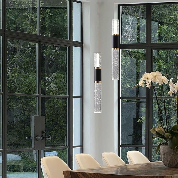 Led Pendant Lights Kitchen Island Lighting Fixture Over Table 2-Light Mordern LED Pendant Light with Crystal Bubble Style Luxury Kitchen Island Lighting