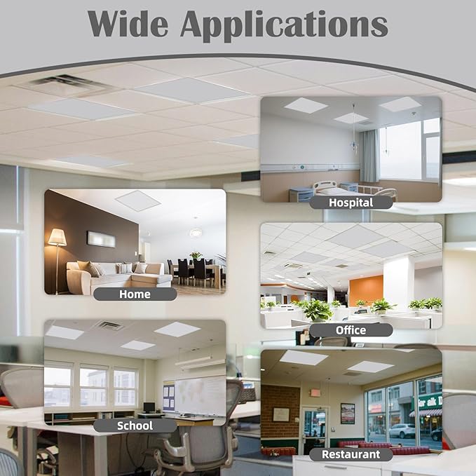 ANGSYLTH 2 x 2 Feet Fluorescent Light Covers - 4 Pcs Covers for Ceiling Lights, Magnetic Light Filters for Classroom, Office, Hospitals, Home (Light Gray)