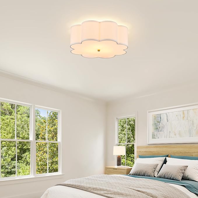 Modern Drum Semi Flush Mount Ceiling Light 17.71" Modern 3-Lights Gold Drum Ceiling Lighting Fixture Vintage Linen Ceiling Lamp for Laundry Room, Kitchen, Basement, Bedroom