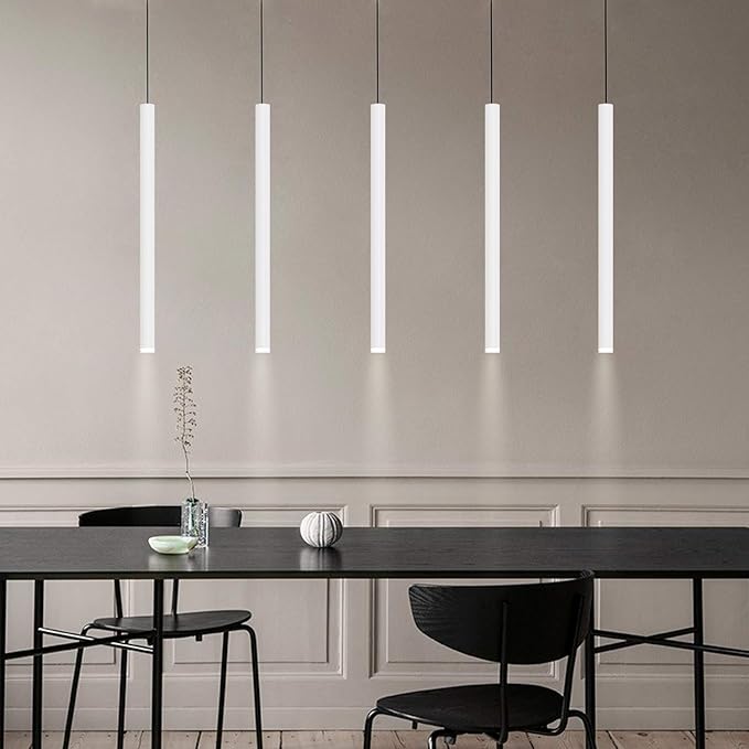 CANALIS 5 Mini Pendant Lighting White - LED Hanging Light Fixture for Kitchen Island, Bar, Foyer - Cluster Pendants - Dimmable, Adjustable Wire, Lamp Bulb Included