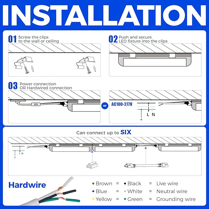 Barrina LED Shop Light, 4FT 40W 5500LM 5000K Daylight White, V Shape, Clear Cover, Linkable with Plug, T8 LED Tube Lights, ETL Listed, 10 Packs
