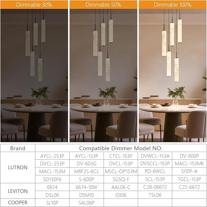 LMQNINE Natural Alabaster Pendant Lights for Kitchen Island White Marble Long Tube Chandelier 4000K Modern Black Ceiling Light Fixtures for Bedroom Dining Room Table Living Room Hallway(M-5Light)