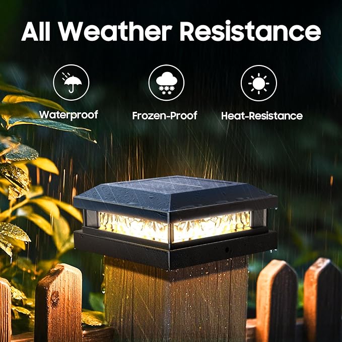 Solar Post Cap Lights 16 Pack, Upgraded Outdoor Fence Post Lights for 4x4 4.5x4.5 5x5 Vinyl/Wood Posts, Black Deck Posts Cap Light Solar Powered with Warm White/Cool White for Garden Patio Porch