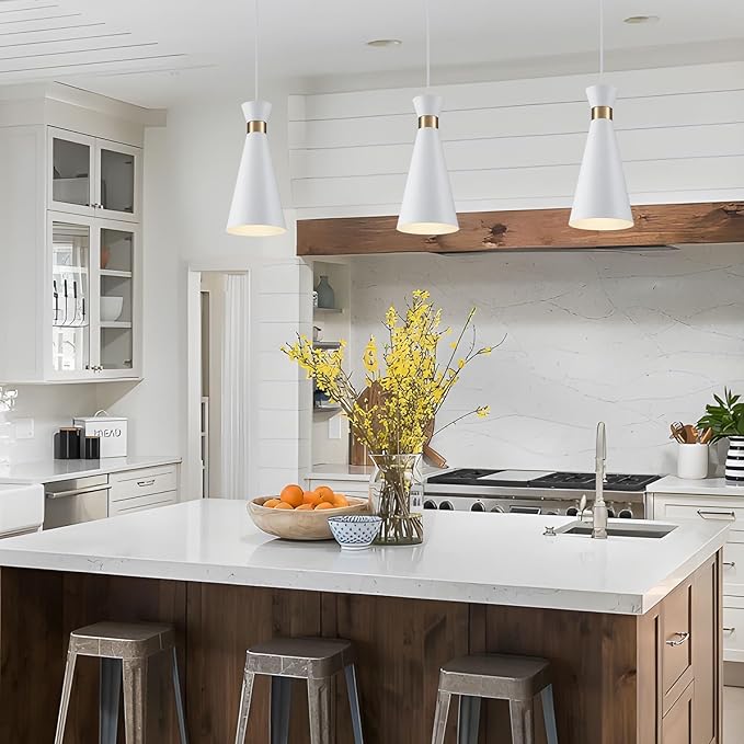 2026 New Gold White Pendant Lights Kitchen Island Lighting, 5.9" Mini Small Modern Pendant Light Fixtures 1 Pack, 13“H kitchen pendant lighting over Island Lights for Kitchen Bar Sink Dining Room