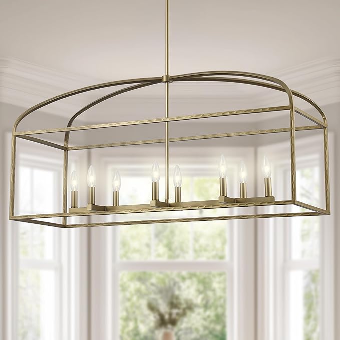 Asher Hamilton AHP-210AG Montclair 40 Inch Pendant Light | Adjustable 18.9 to 57.6 Inch Height | E12 Candelabra Base | Dry Rated for Indoor Use Only | Antique Gold Finish