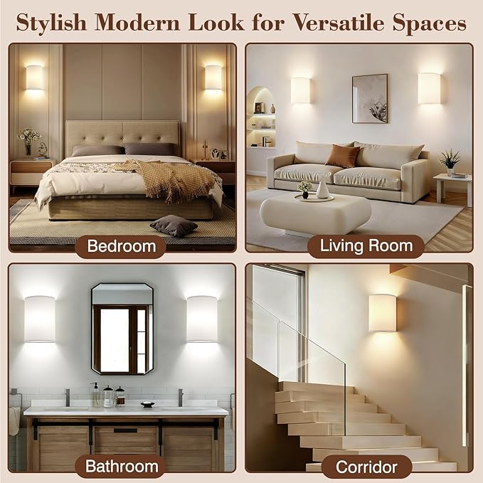 Battery Operated Wall Sconce Set of Two: 10000mAh Wireless Wall Light with Rechargeable Magnetic Bulb - Dimmable Wall Lamp with 7 RGB Colors - Linen Shade Sconces with Remote for Bedroom Living Room