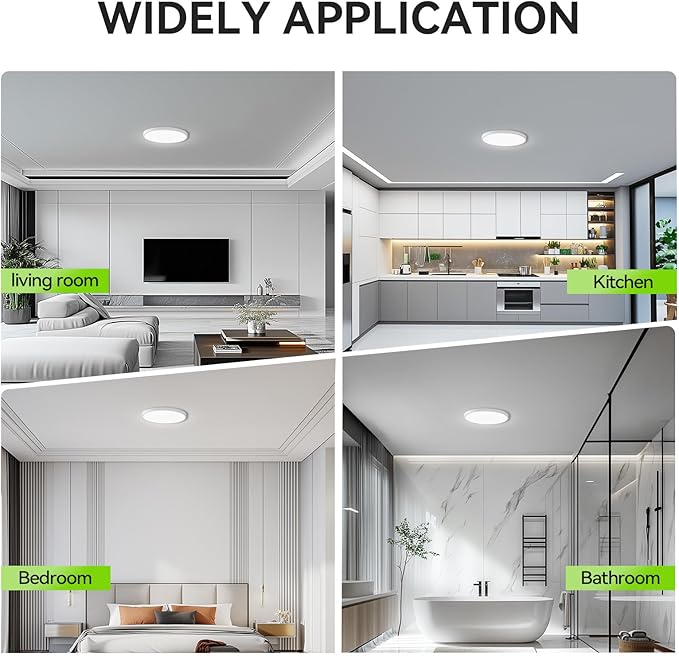 MODERN LED Flush Mount Ceiling Light, 9inch High Bright 2800lm, Super Slim LED Ceiling Light Fixture, Ceiling Light for Bedroom, Living Room, Dining Room… (White, 9in-2Pack)