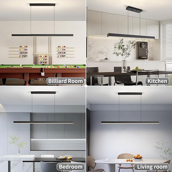LED Island Lights, 71" LED Linear Pendant Light Fixtures,3300k-6500K Dimmable Pool Table Light with Remote, Modern Pendant Lights for Kitchen Dining Room Living Room Office Bar Billiard Table Light