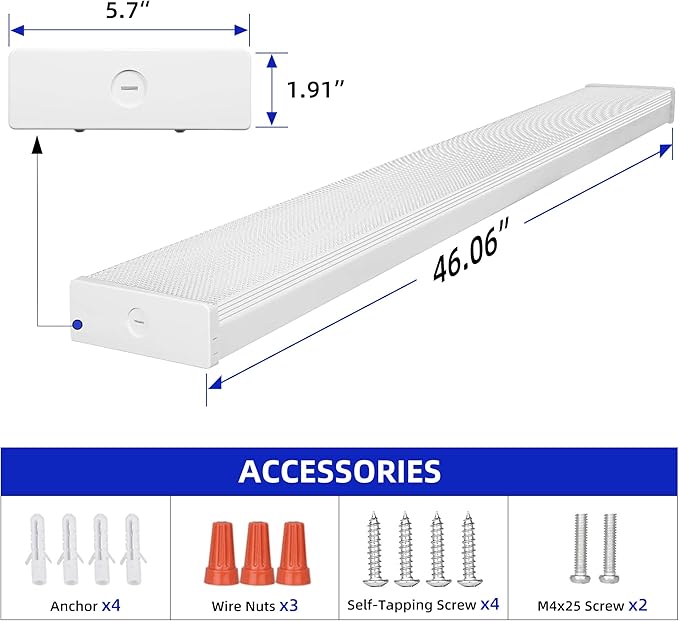 hykolity 2 Pack 4FT LED Wraparound Light, 40W, 4400lm, 4000K, [2-lamp 32W Fluorescent Equiv.], 4 Foot LED Wrap Light Fixture, Flush Mount Office Ceiling Light for Garage, Office, Kitchen, ETL Listed