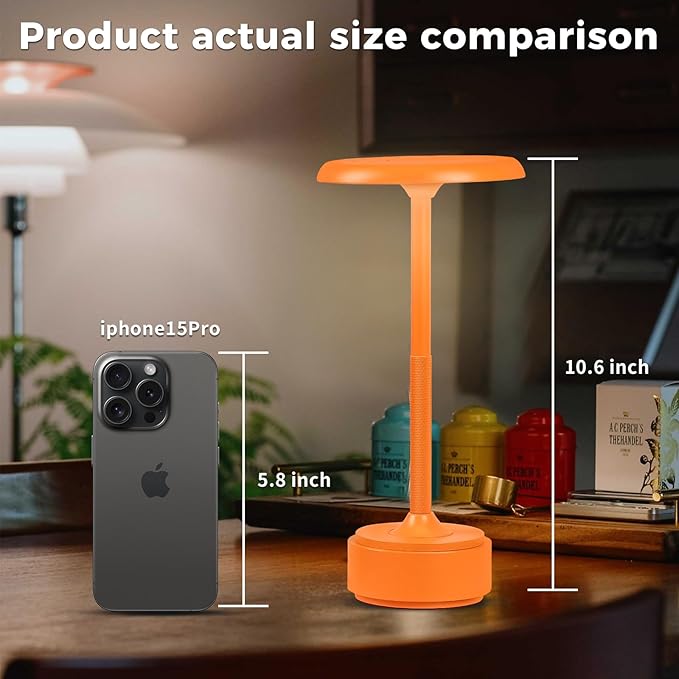 Cordless Portable LED Table Lamp, Rechargeable Battery Operated Desk Lamp with Touch Sensor Three-Level Dimmable Suitable for Home Office Bedroom Hotel Room Restaurant Outdoor