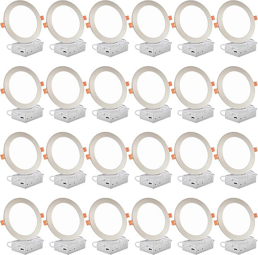 DLLT LED Recessed Ceiling Light: 24 Pack 6 Inch Brushed Nickel Recessed Lighting