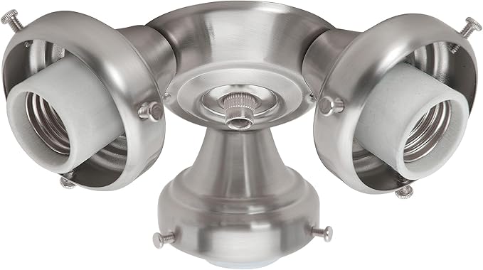Hunter Three Light Nickel Fitter for Ceiling Fan - Ceiling Fan Light Kit Base & Replacement, Compatible Casablanca - 99136, Brushed Nickel