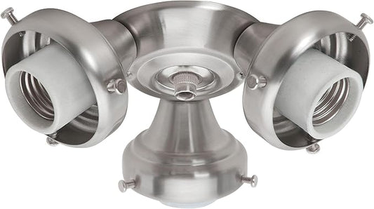 Hunter Three Light Nickel Fitter for Ceiling Fan - Ceiling Fan Light Kit Base & Replacement, Compatible Casablanca - 99136, Brushed Nickel