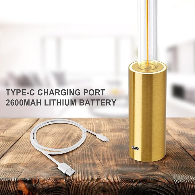 Portable Cordless Lamp, 3-Way Touch USB Rechargeable Battery Operated Table Lamp, Minimalist Small Lamp for Bedside and Kitchen, Ambient Light for Dining and Bar, Gold