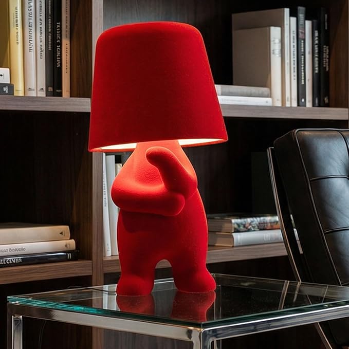 Bedside Touch Control Table Lamp, Golden Decor Thinker Statue LED Table Lamp with USB Port, 3 Way Dimmable Modern Night Light Nightstand Lamp for Home Living Room Office Shelf Decor (red-A)