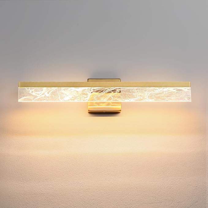 AIJIASI Gold Vanity Light - 24 Inch Modern Bathroom Light Fixture Over Mirror 18W 3000K Warm Lighting Dimmable LED Vanity Lights for Bathroom Restroom Mirror
