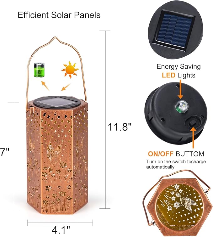 Eandisom Birthday Gifts for Women, 2 Pack Hummingbird Solar Lanterns