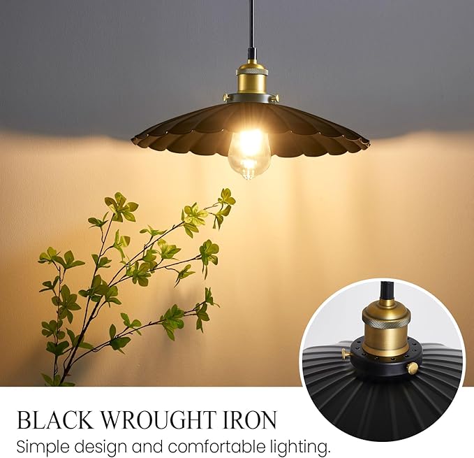 Plug in Pendant Lights for Ceiling,15.7 Inch Retro Black Metal Shade Plug in Hanging Lamp On/Off Switch Dining Room Hallway Hanging Pendant Light for Farmhouse