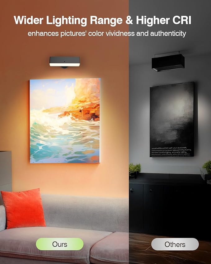 Magnetic Battery-Operated Wall Sconce Lights: USB Rechargeable Wall Mounted Lights with Remote, 3CCT LED Dimmable Wall Sconce, 360° Rotation Cordless Wall Lamp for Bedroom Living Room, Black 1Pack