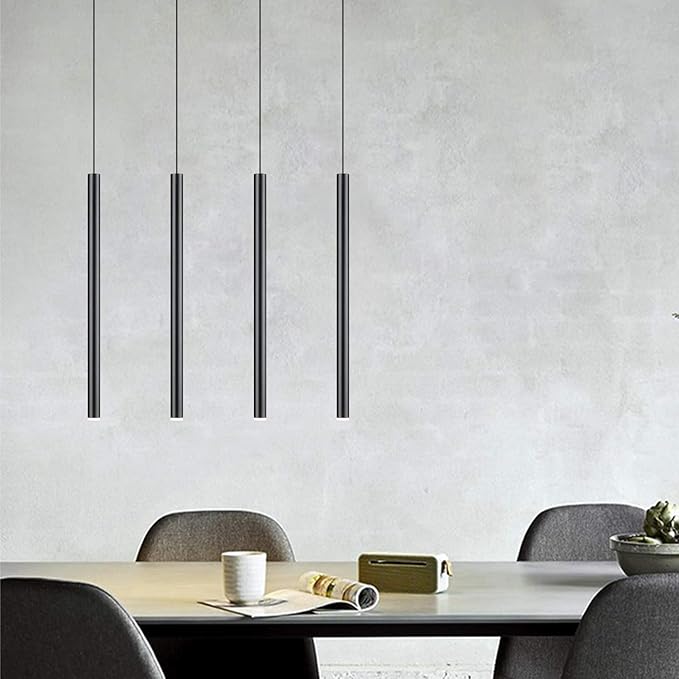 CANALIS 4 Mini Pendant Lighting Black - LED Hanging Light Fixture for Kitchen Island, Bar, Foyer - Cluster Pendants - Dimmable, Adjustable Wire, Lamp Bulb Included