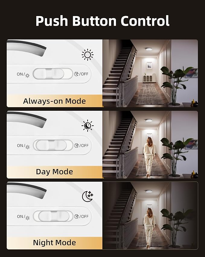 Motion Sensor Light Indoor, 2-Pack, 10000mAh, 7.1inch, 400LM, Remote Control, Dimmable, LED, Flush Mount, Wireless, Rechargeable, Battery Operated, Cordless, Ceiling Light, Closet Light, No Wiring