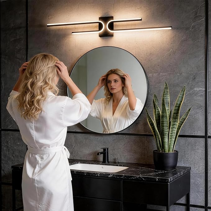 Vanity Light for Bathroom Lighting Over Mirror Black Dimmable 3CCT Vanity Lighting Fixture Modern Bath Vanity Bar 39in Led Bathroo Wall Sconce Lighting for Bedroom Living Room with Remote Control
