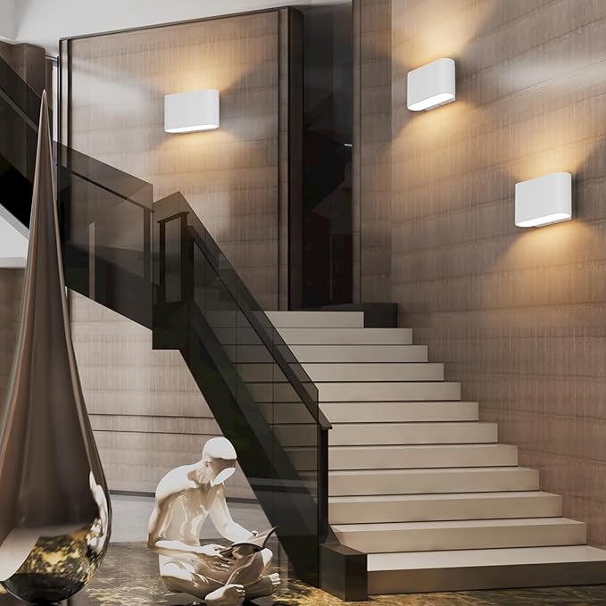Aipsun Modern LED Wall Sconces Hardwired Interior Wall Lights Set of 2 Indoor Aluminum Up and Down Wall Mount Light for Living Room Bedroom Hallway Corridor Warm White 3000K(with G9 Bulbs)
