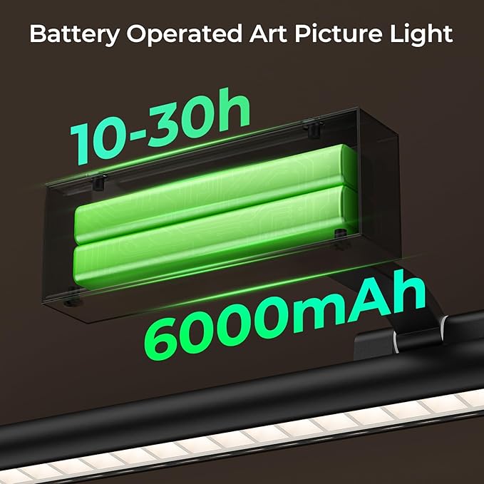 Wireless Picture Lights for Wall, 24in Battery Operated Wall Light for Painting Rechargeable CCT Rotatable Art Gallery Light with Remote Dimmable Timer for Artwork Frame Display Dartboard