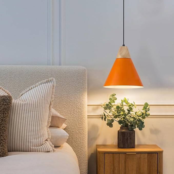 Kitchen Pendant Lights,11.8inches 2 Packs Orange Pendant Light, Farmhouse Pendant Light, Pendant Lights Kitchen Island for Living Room, Bedroom, Dinning Room